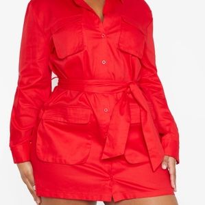 Plus size red utility dress PLT